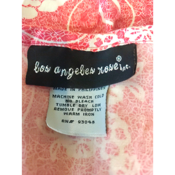 Los Angeles Rose Women's Scrub Top Pink Floral Size Large 100% Cotton Medical - Picture 4 of 7